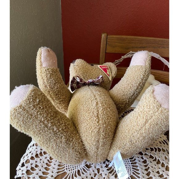 DAKIN TEDDY BEAR - NWT - Posable Head, Hands, Legs - 17" - Curly Hair/Plaid Bow - Picture 3 of 12